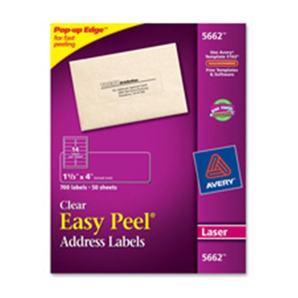 Avery Consumer Products AVE5661 Laser Labels- Mailing- 1in.x4in.- Clear AV463454